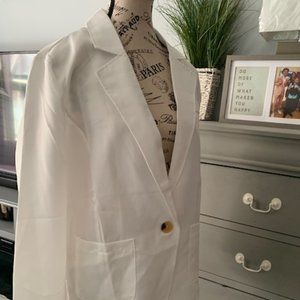 White Single Button Blazer